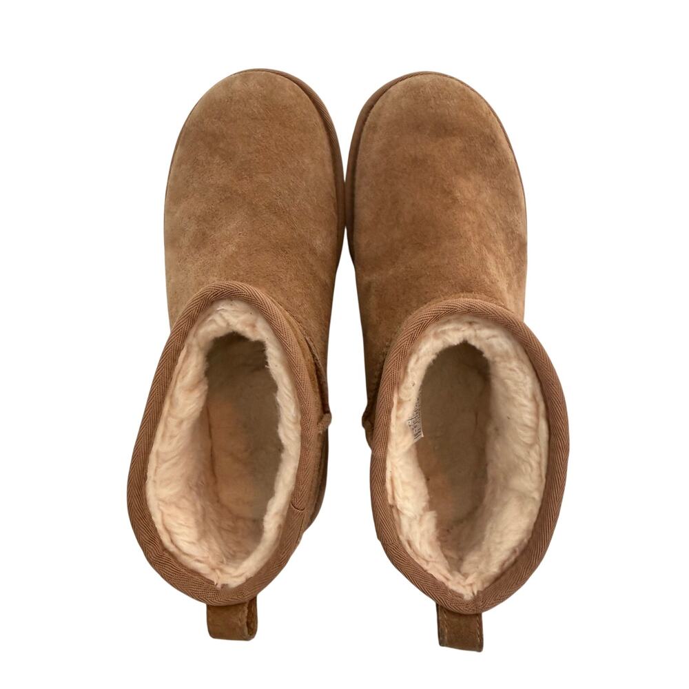 UGG Classic Ultra Mini Platform Boots Chestnut Suede Shearling Women's Size 9